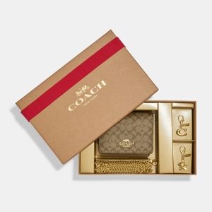 Coach Boxed Mini Wallet On A Chain In Signature Canvas
